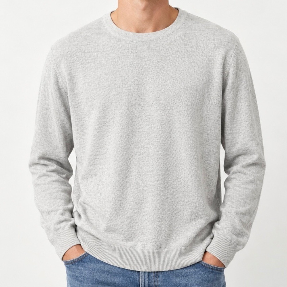 J.Crew Mercantile Mens XL Light Grey Heather Crewneck Textured Knit Sweater